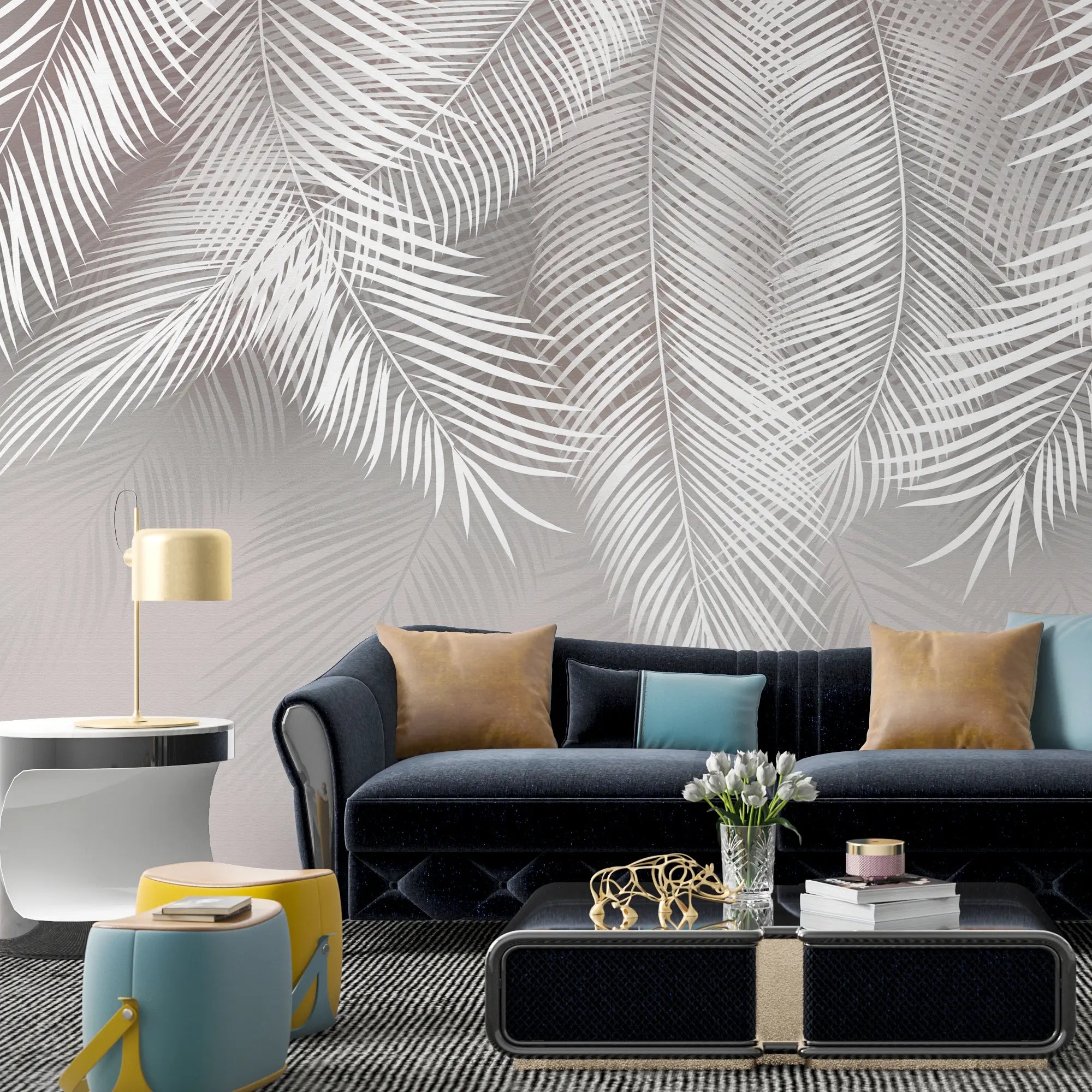 3228 / Neutral Feather Wallpaper, Subtle Wall Mural, Chic Feather Design, Textured Feature Wall, Serene Decor Accent - Artevella