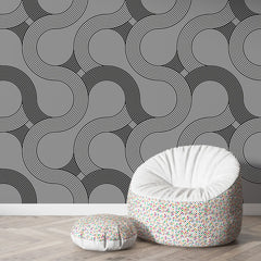 3231 / Wavy Line Wallpaper, Optical Illusion Wall Art, Monochrome Wave Design, Modern Abstract Decor, Unique Pattern Accent - Artevella