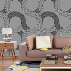 3231 / Wavy Line Wallpaper, Optical Illusion Wall Art, Monochrome Wave Design, Modern Abstract Decor, Unique Pattern Accent - Artevella