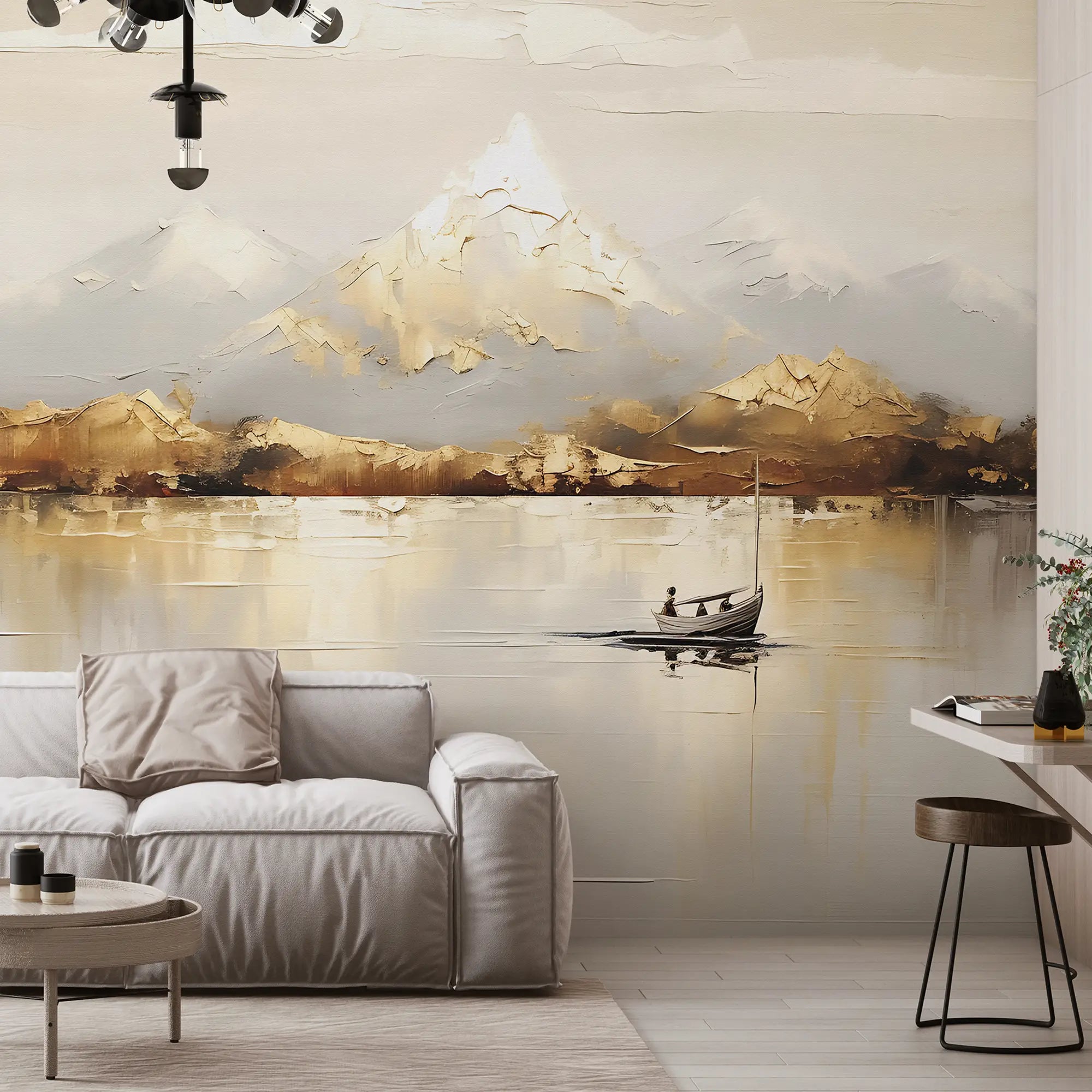 3233 / Serene Lake Landscape Wallpaper, Mountain Reflection Wall Art, Tranquil Nature Mural, Calming Water Scene Decor - Artevella