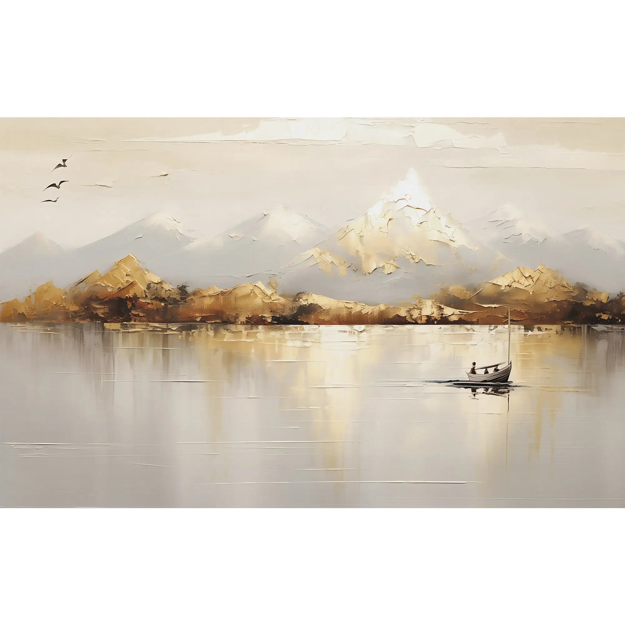 3233 / Serene Lake Landscape Wallpaper, Mountain Reflection Wall Art, Tranquil Nature Mural, Calming Water Scene Decor - Artevella