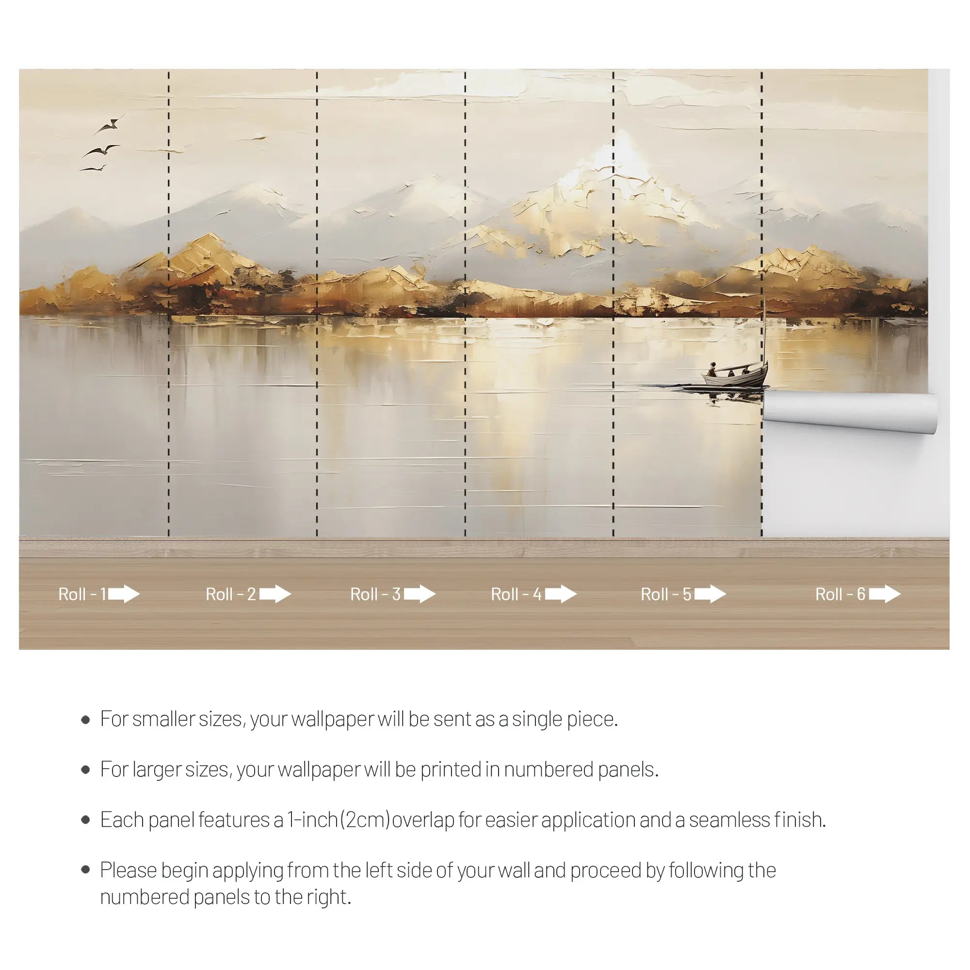 3233 / Serene Lake Landscape Wallpaper, Mountain Reflection Wall Art, Tranquil Nature Mural, Calming Water Scene Decor - Artevella