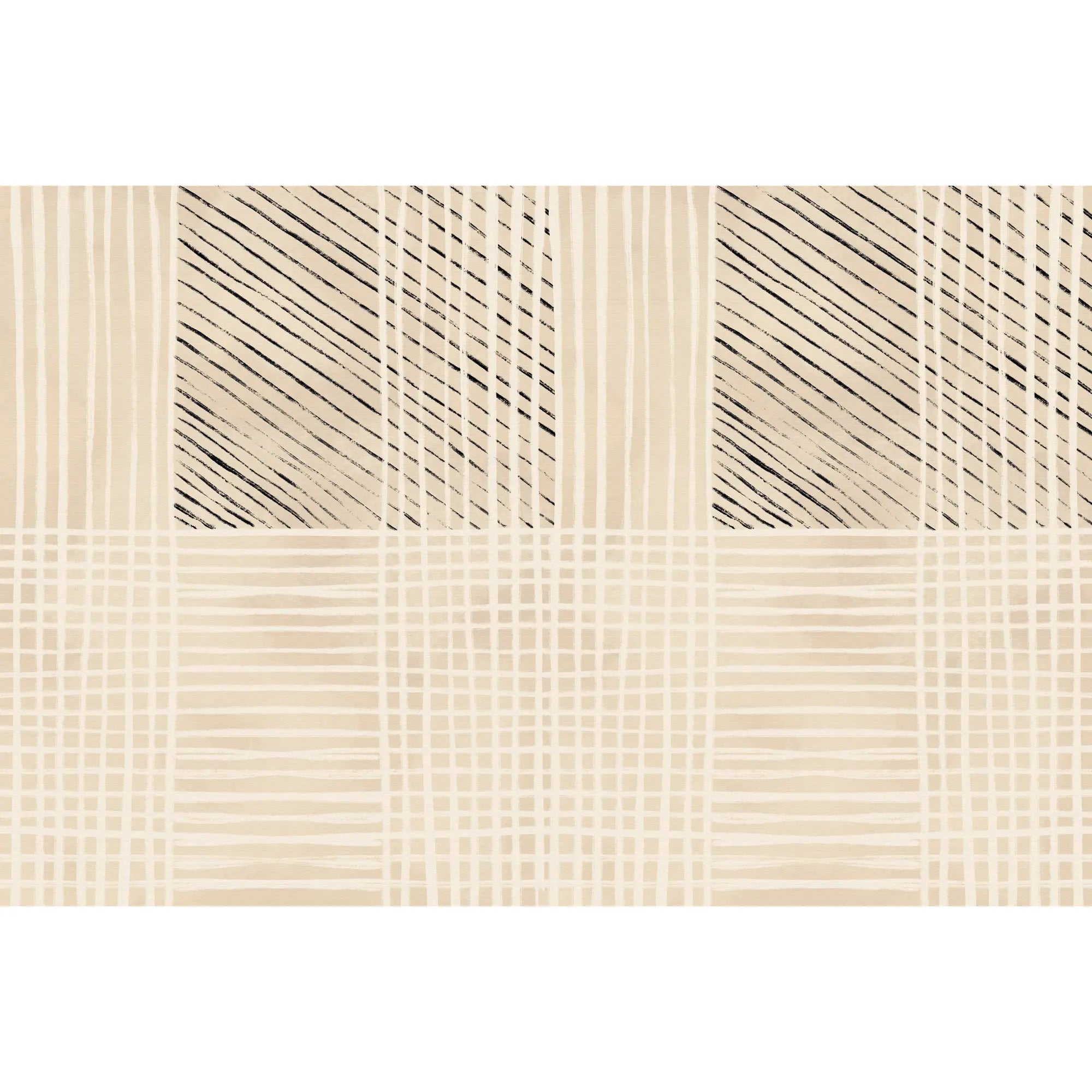 3241 / Neutral Geometric Pattern Wallpaper, Contemporary Line Art Mural, Beige Tone Abstract Wall Decor, Modern Minimalist Design - Artevella