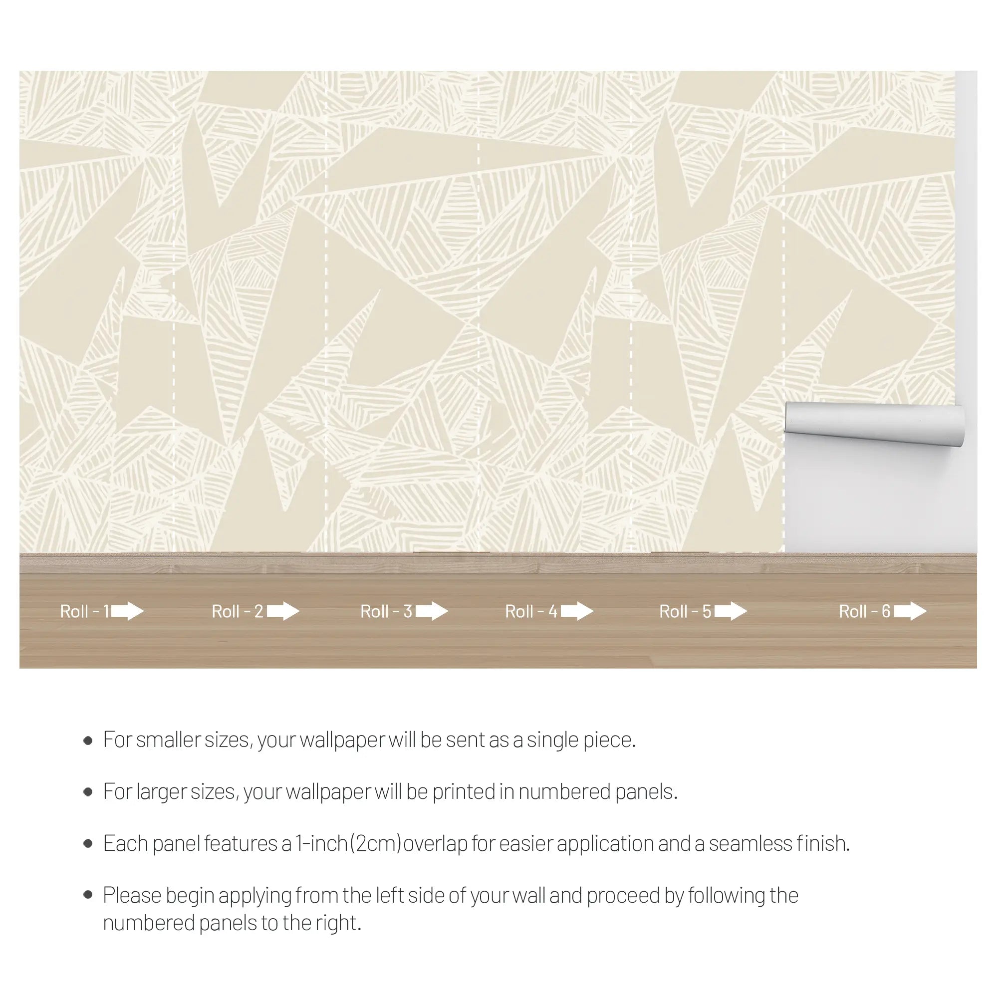 3243 / Abstract Leaf Pattern Wallpaper, Modern Neutral Wall Art, Detailed Line Work Mural, Subtle Beige Decor - Artevella