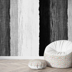 3244 / Monochrome Textured Wallpaper, Abstract Black and White Stripe Wall Art, Modern Urban Mural, Bold Interior Decor - Artevella