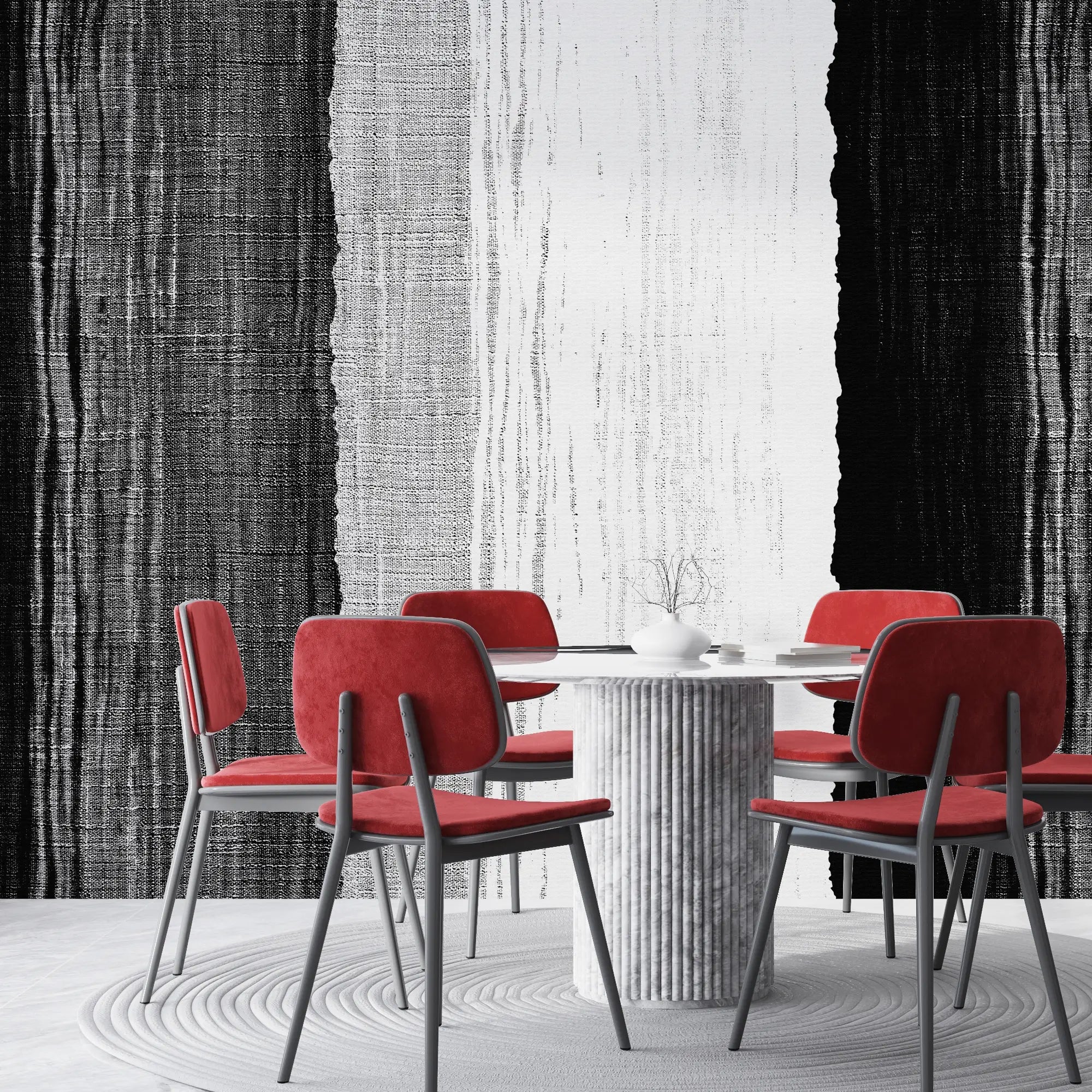 3244 / Monochrome Textured Wallpaper, Abstract Black and White Stripe Wall Art, Modern Urban Mural, Bold Interior Decor - Artevella