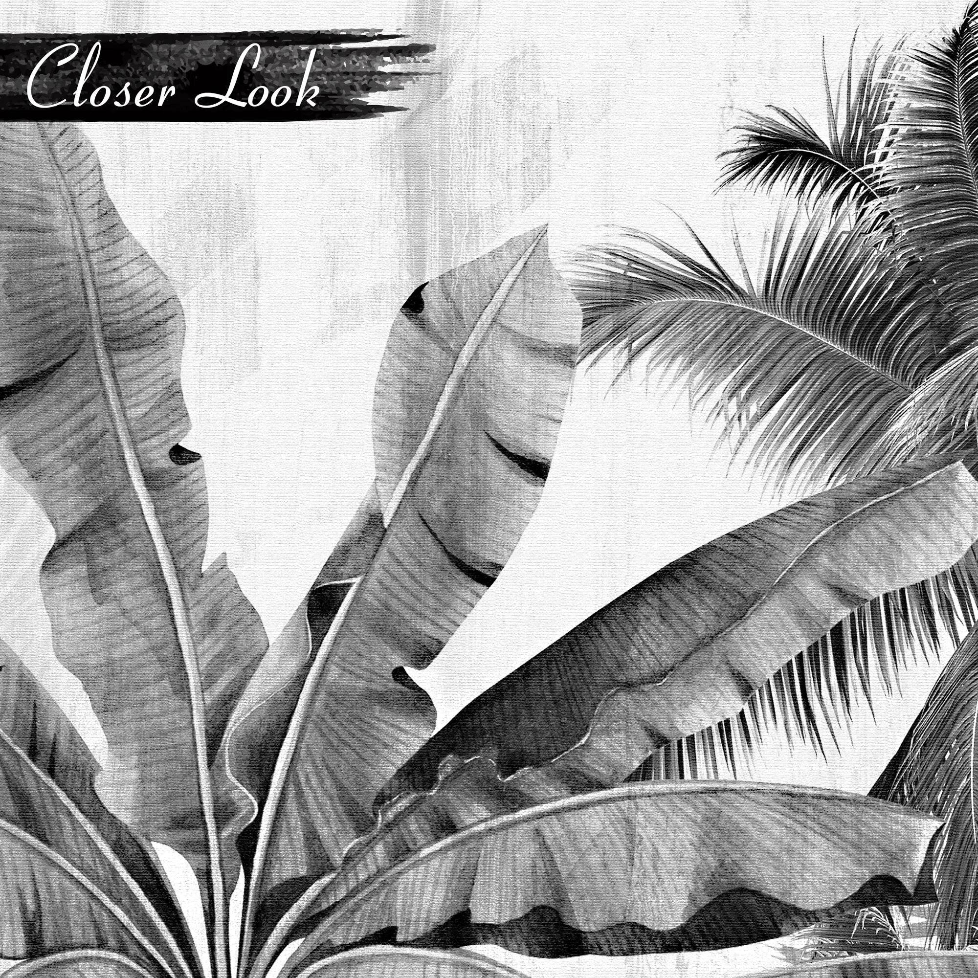 3248 / Monochrome Tropical Paradise Wallpaper, Exotic Jungle Mural, Chic Black and White Palm Design, Statement Wall Decor - Artevella