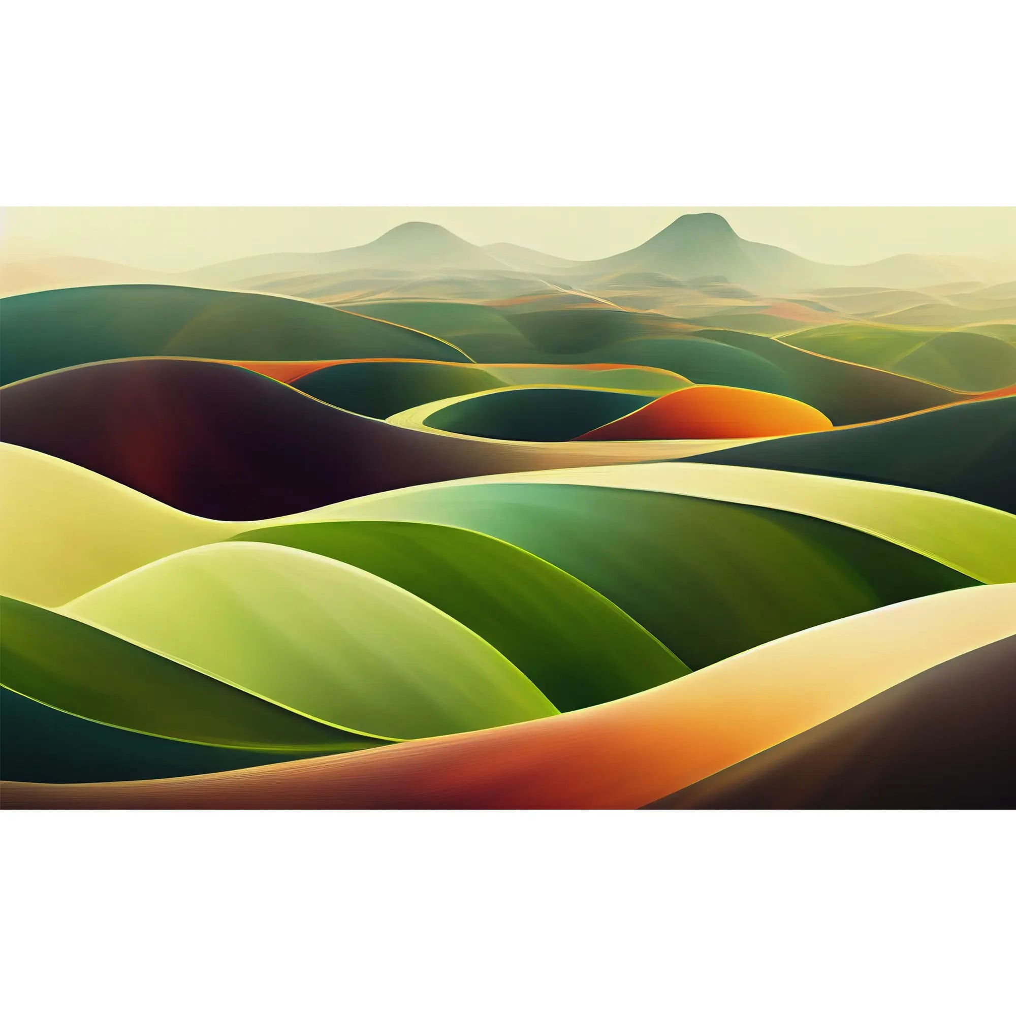 3253 / Abstract Landscape Wallpaper, Earth Tone Hill Mural, Modern Wavy Design, Artistic Topography Decor, Warm Color Wall Art - Artevella