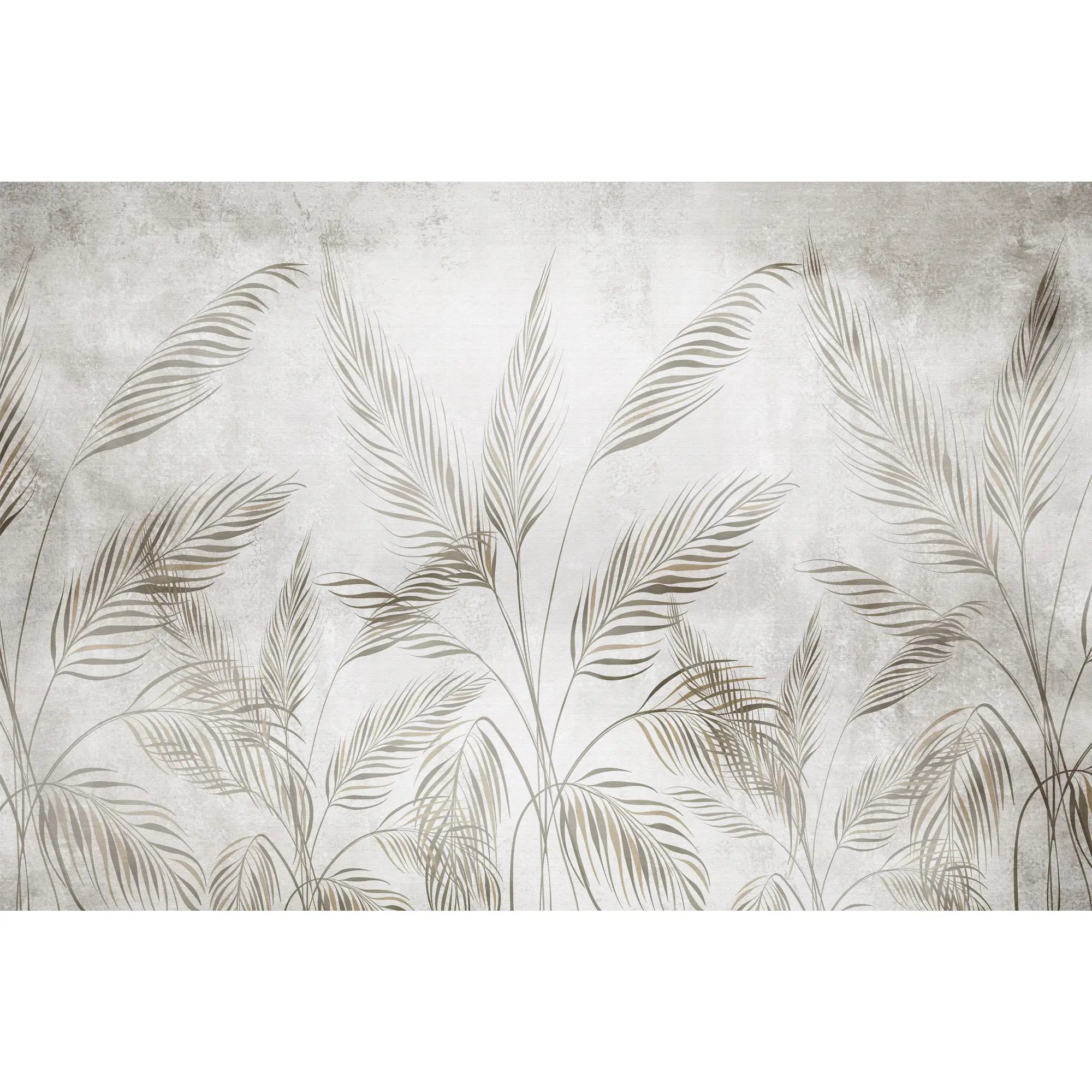 3268 / Elegant Botanical Leaf Wallpaper, Metallic Foil Detailing Wall Mural, Neutral Tones Home Decor - Artevella