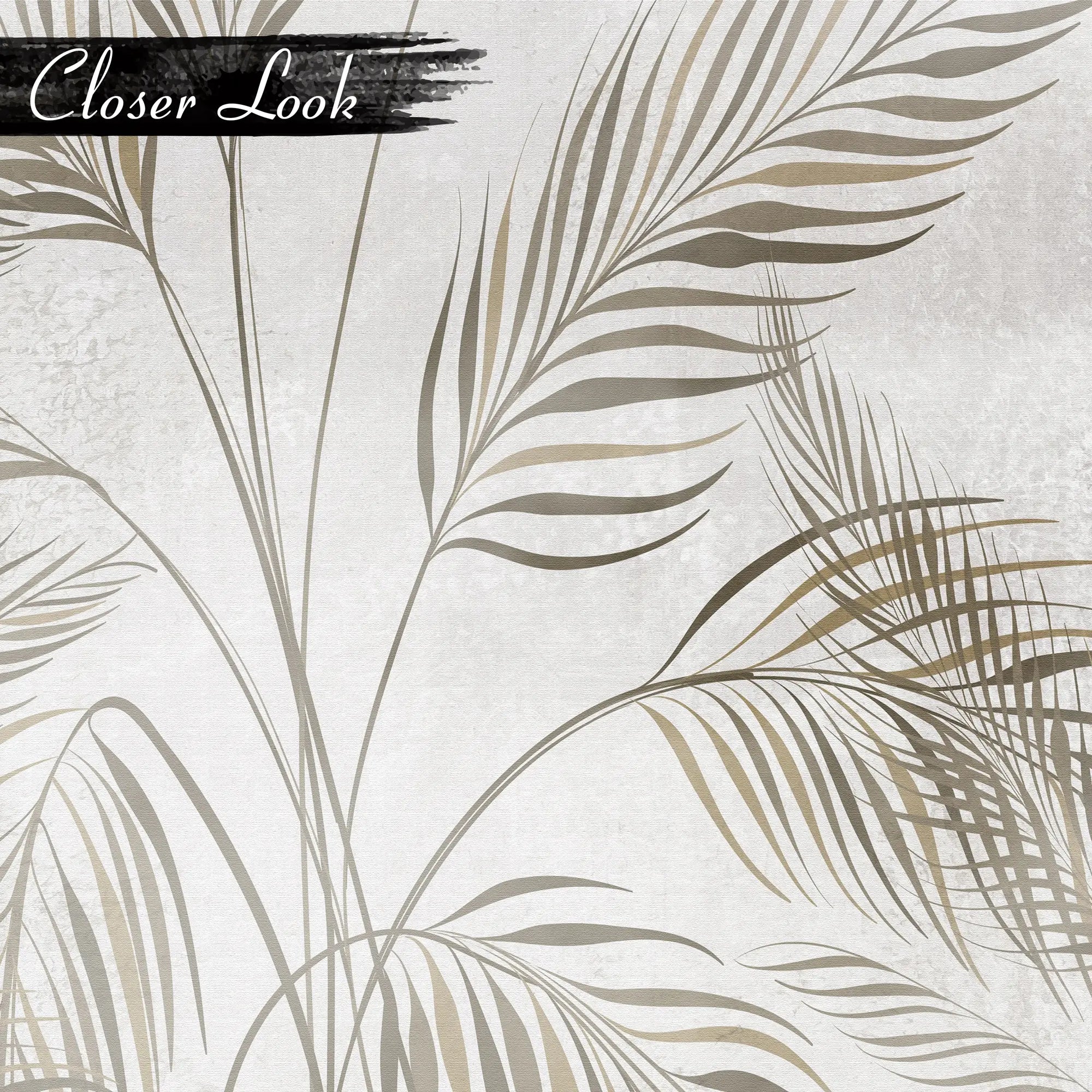 3268 / Elegant Botanical Leaf Wallpaper, Metallic Foil Detailing Wall Mural, Neutral Tones Home Decor - Artevella