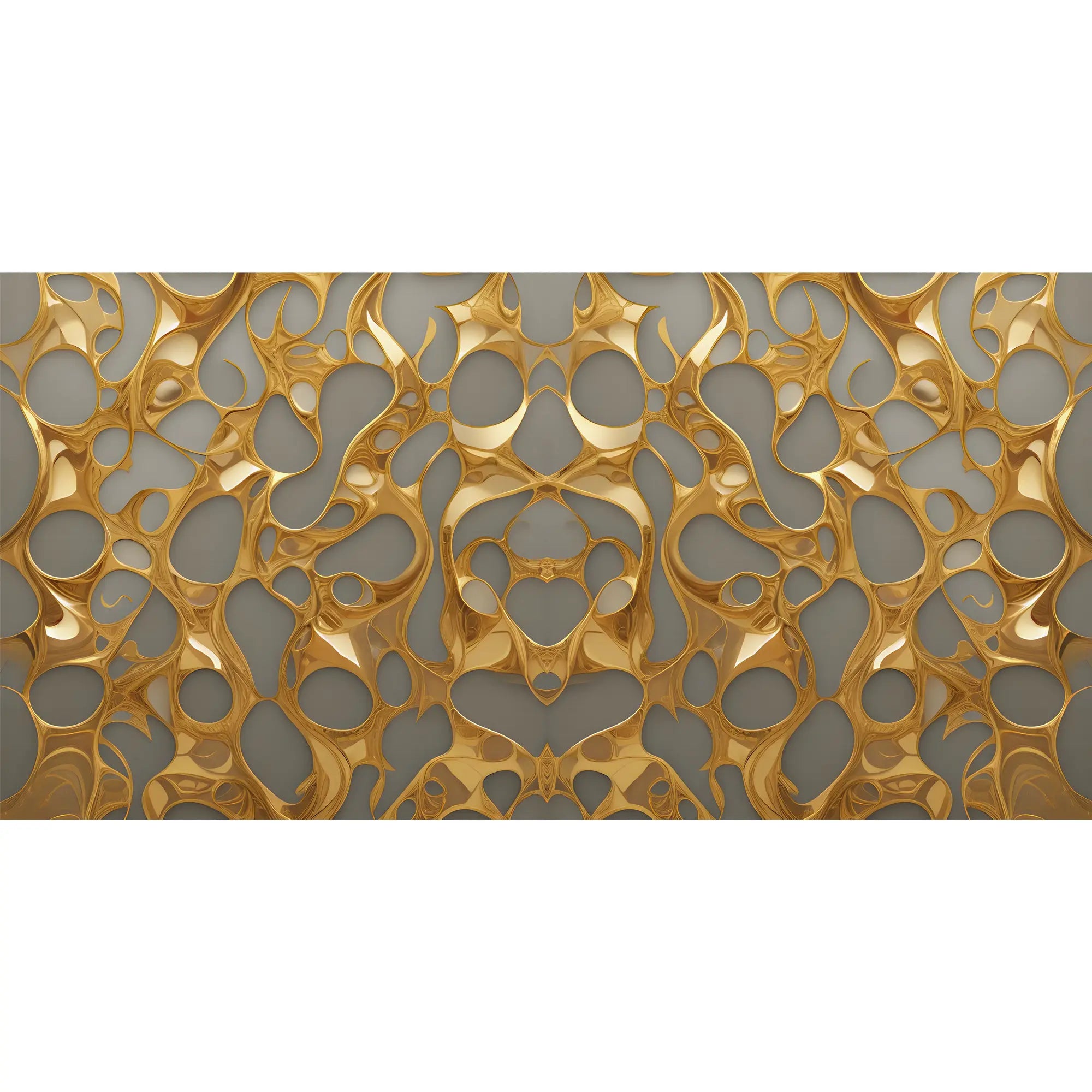 3275 / Luxurious Golden Abstract Wallpaper, Opulent 3D Illusion Wall Mural, Modern Fluid Shapes Design, Rich Metallic Home Decor - Artevella