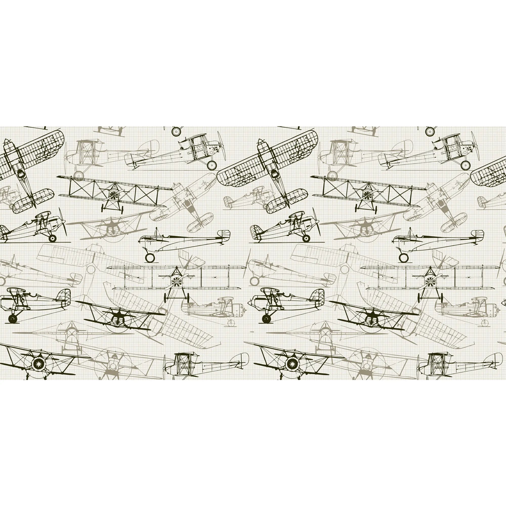 3276 / Vintage Aircraft Wallpaper, Aviation Blueprint Wall Art, Historical Airplane Design Mural - Artevella