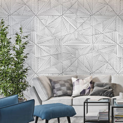 3279 / Geometric Triangle Wallpaper - Modern Abstract Art for Contemporary Home and Office Decor, Monochrome Design - Artevella