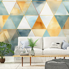 3283 / Watercolor Geometric Wallpaper, Abstract Triangle Wall Mural, Chic Modern Home Decor Accent - Artevella