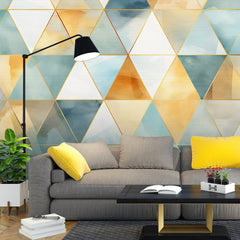 3283 / Watercolor Geometric Wallpaper, Abstract Triangle Wall Mural, Chic Modern Home Decor Accent - Artevella