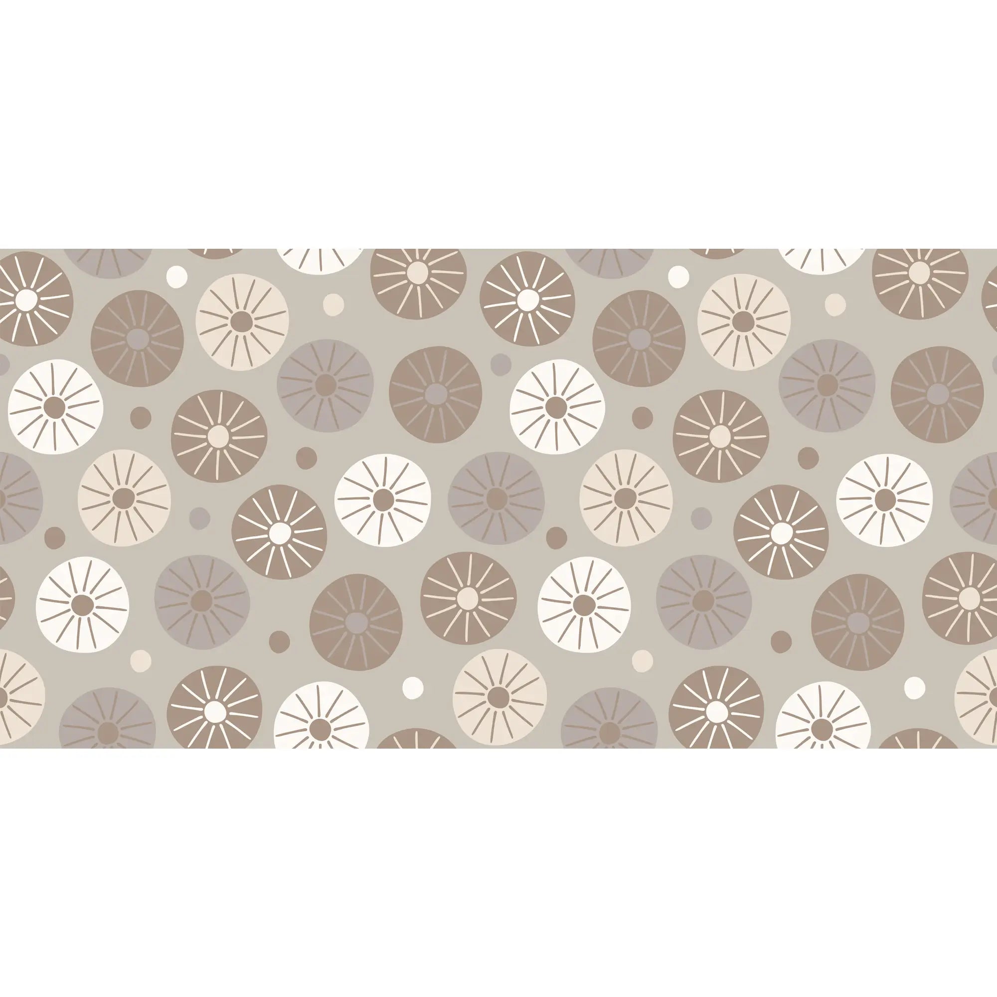 3289 / Mid-Century Modern Floral Wallpaper, Retro Brown and Beige Wall Mural, Geometric Home Decor - Artevella