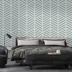 3290 / Modern Herringbone Wallpaper, Geometric Chevron Wall Mural, Contemporary Light Blue Home Accent - Artevella