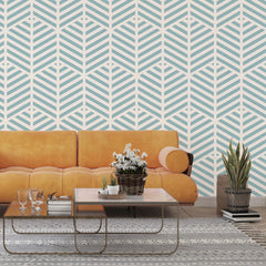 3290 / Modern Herringbone Wallpaper, Geometric Chevron Wall Mural, Contemporary Light Blue Home Accent - Artevella