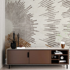 3292 / Abstract Burst Wallpaper, Modern Sunray Wall Mural, Artistic Earth Tone Decor - Artevella