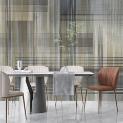 3293 / Abstract Plaid Wallpaper, Contemporary Grid Wall Mural, Neutral Tone Linear Design - Artevella