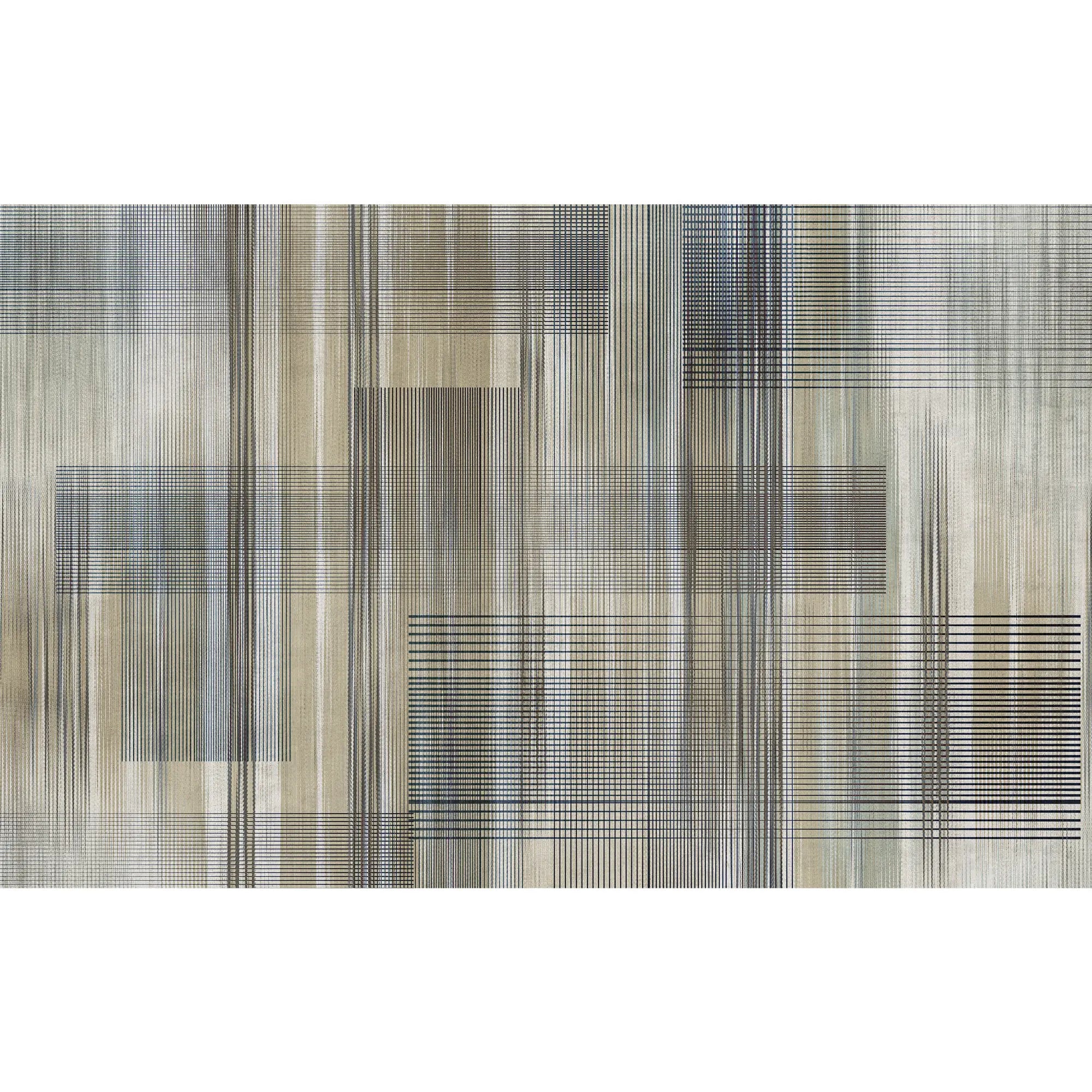 3293 / Abstract Plaid Wallpaper, Contemporary Grid Wall Mural, Neutral Tone Linear Design - Artevella