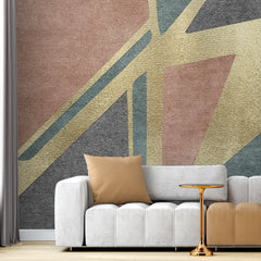 3295 / Art Deco Inspired Geometric Wallpaper, Luxe Gold and Muted Tones Wall Mural, Abstract Shapes Home Decor - Artevella