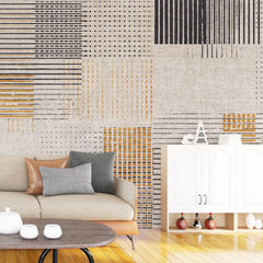 3296 / Modern Textured Lines Wallpaper, Abstract Neutral Pattern Wall Mural, Contemporary Accent Decor - Artevella