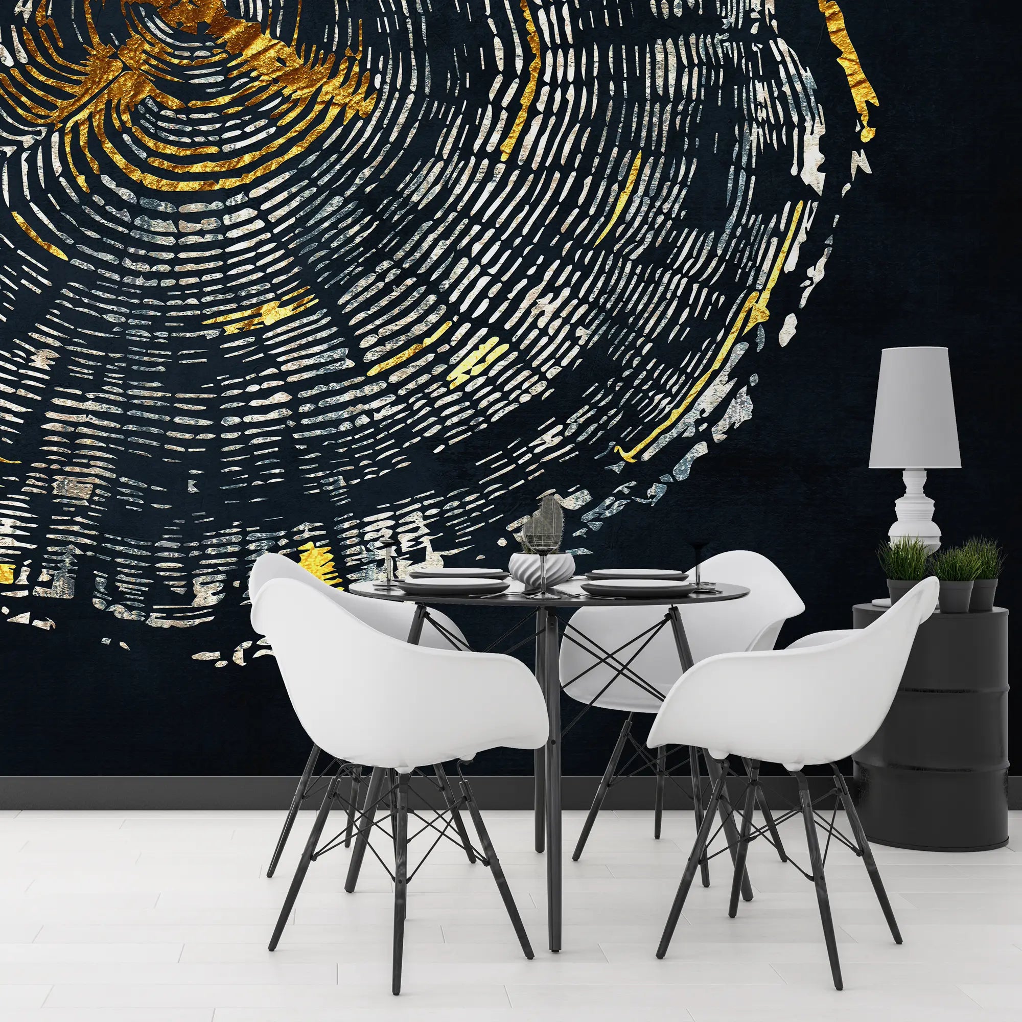 3297 / Celestial Swirl Wallpaper, Abstract Galaxy Wall Mural, Gold and Silver Cosmic Decor - Artevella