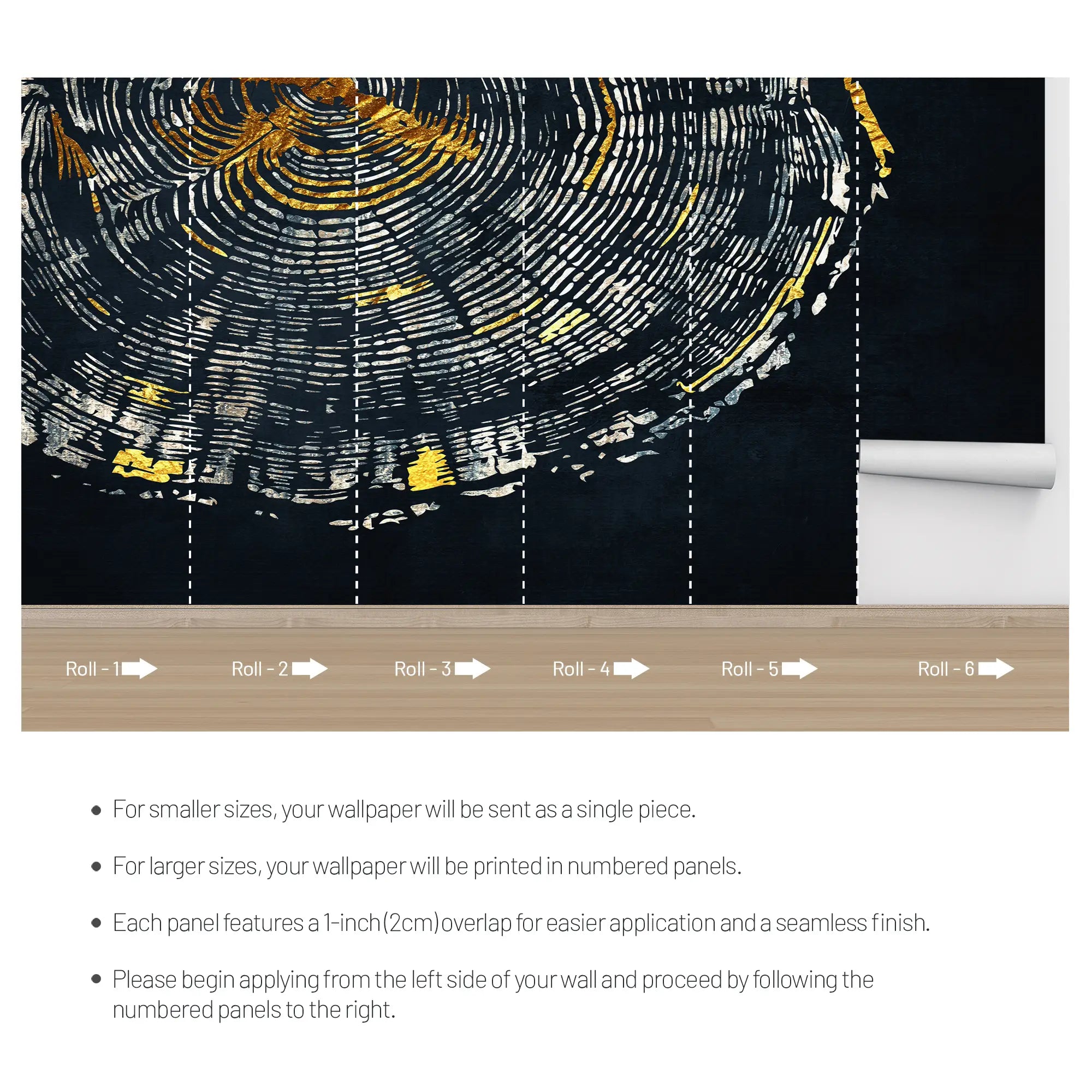 3297 / Celestial Swirl Wallpaper, Abstract Galaxy Wall Mural, Gold and Silver Cosmic Decor - Artevella