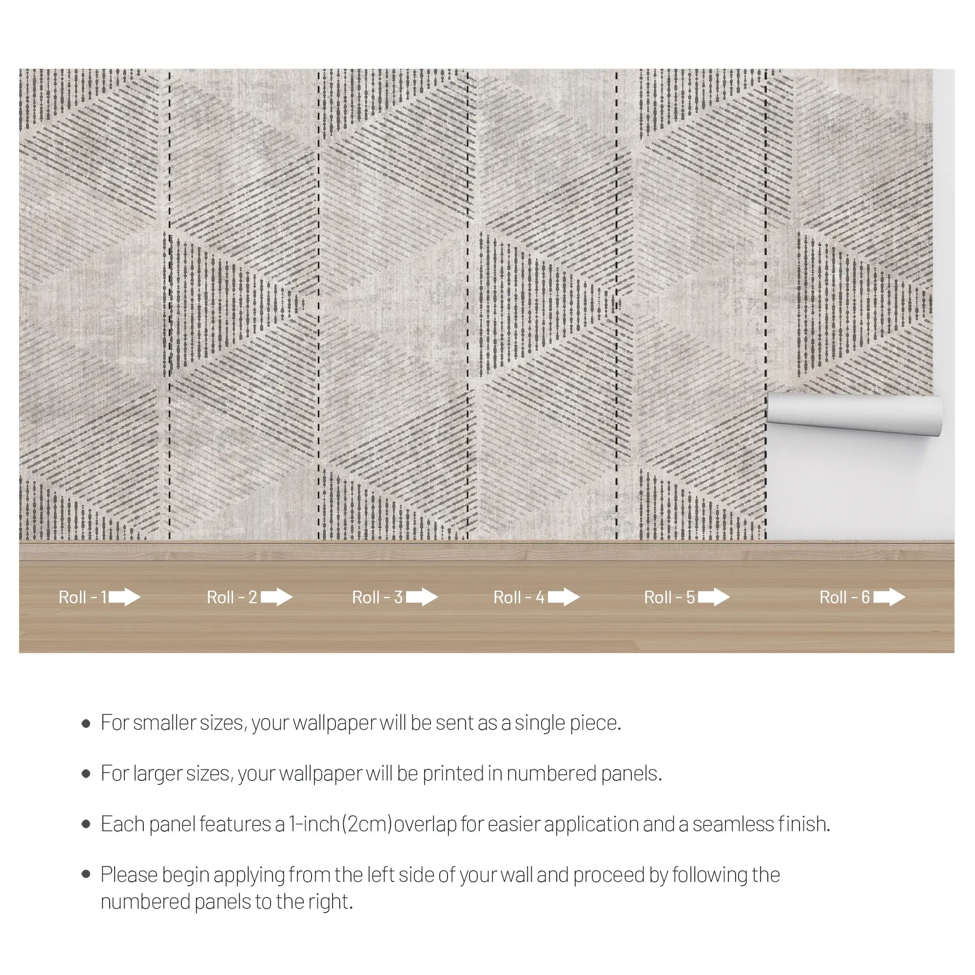 3298 / Contemporary Diamond Texture Wallpaper, Geometric Pattern Wall Mural, Neutral Tone Chic Decor - Artevella