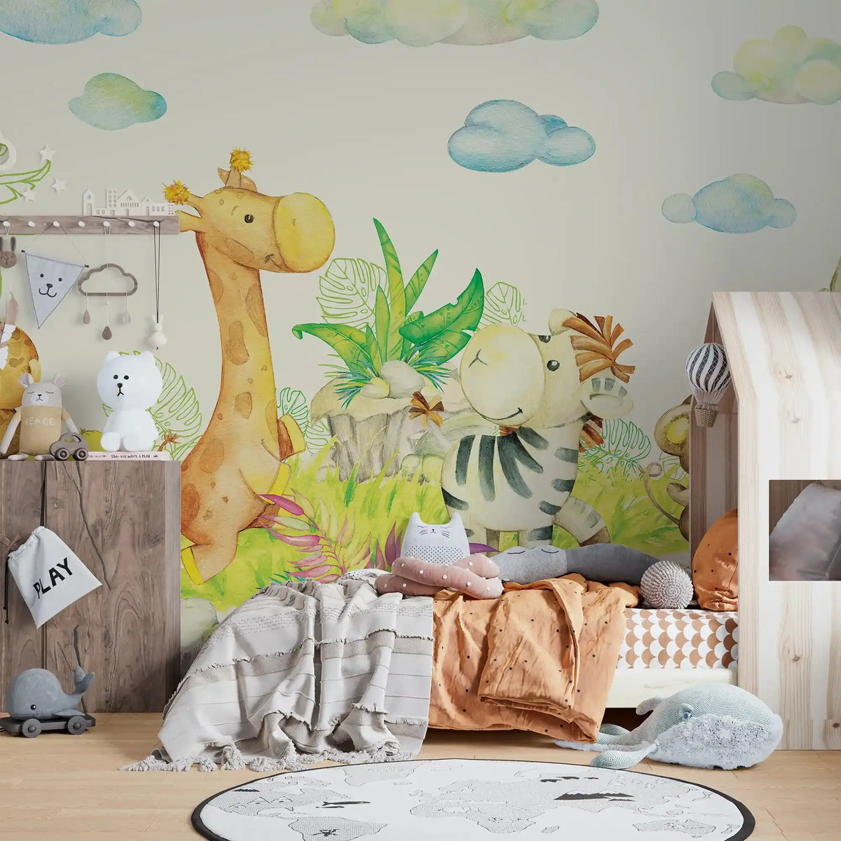 6001 Cute Zoo Animal Peel and Stick Wallpaper Removable