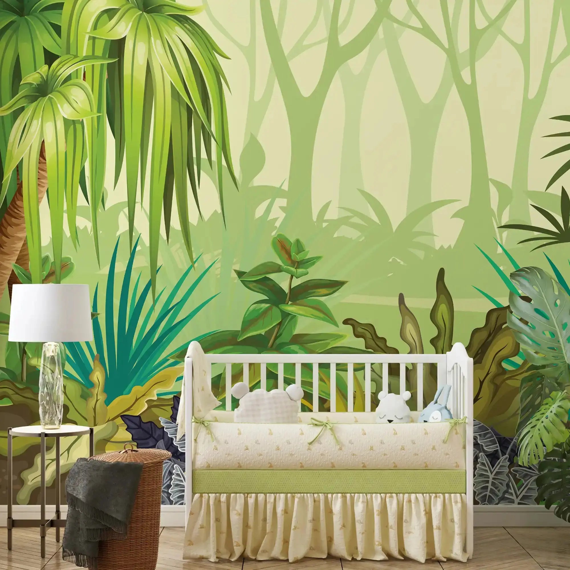 6024 / Jungle-Themed Peel and Stick Wallpaper - Lively Nursery Decor with a Palm Tree Design - Artevella