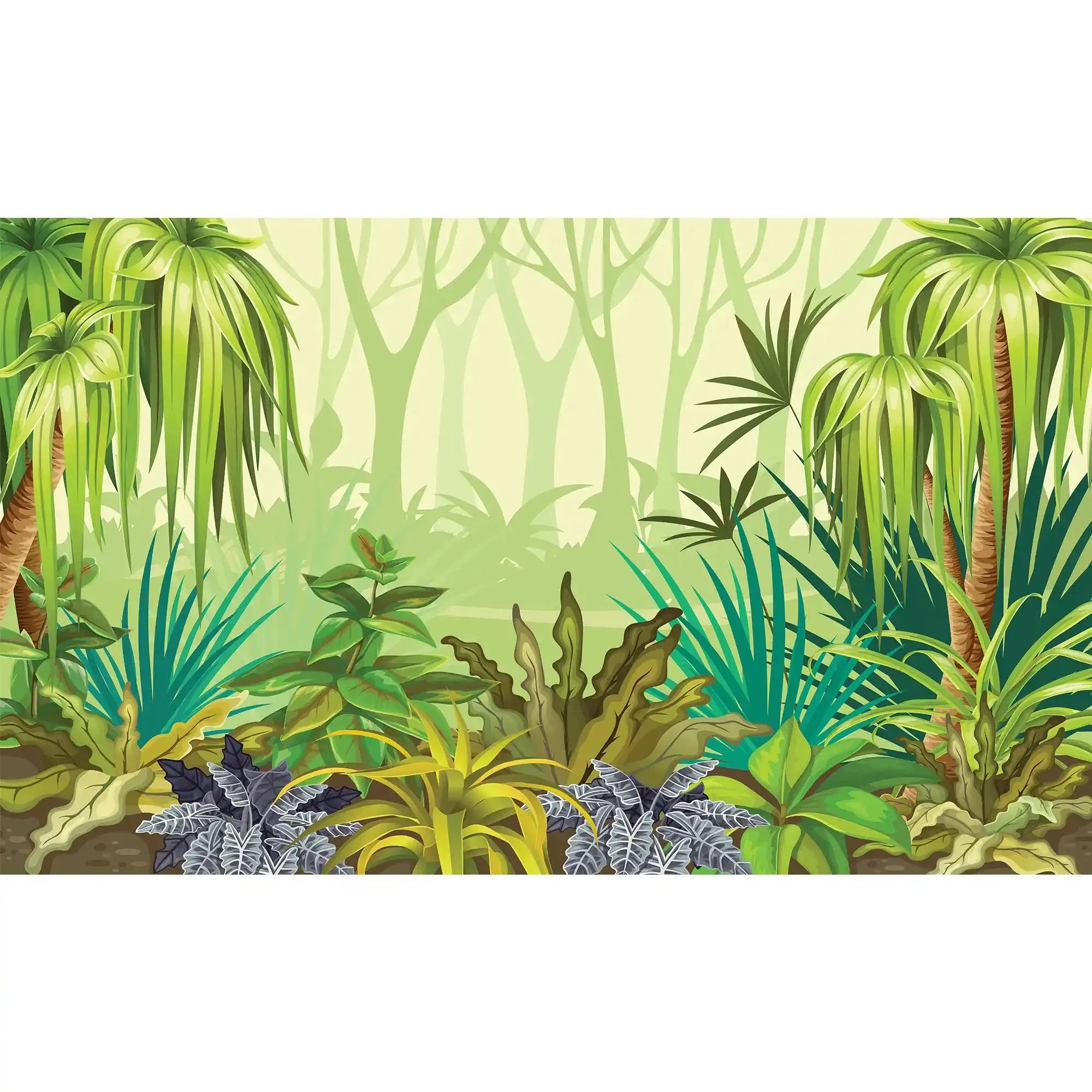 6024 / Jungle-Themed Peel and Stick Wallpaper - Lively Nursery Decor with a Palm Tree Design - Artevella