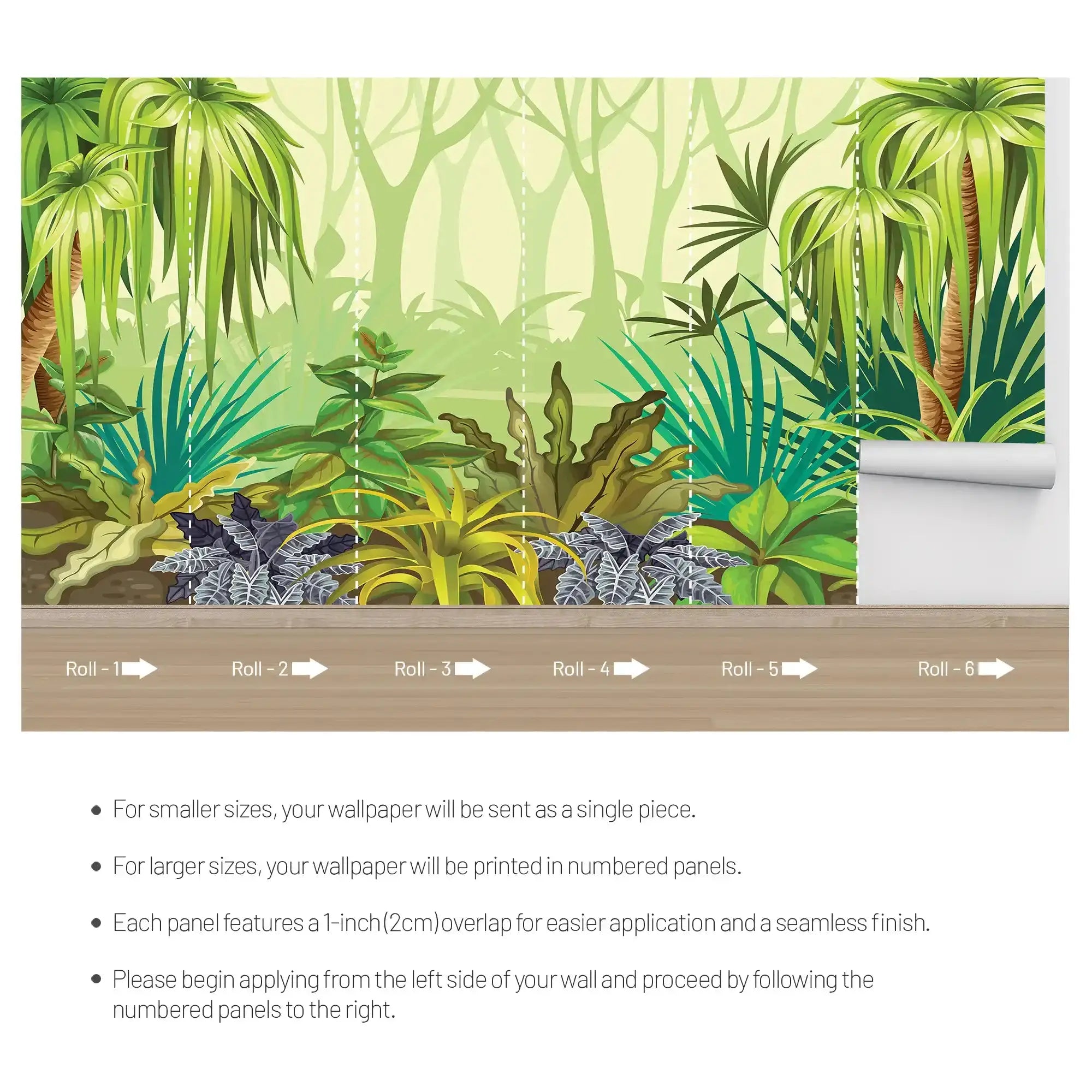 6024 / Jungle-Themed Peel and Stick Wallpaper - Lively Nursery Decor with a Palm Tree Design - Artevella