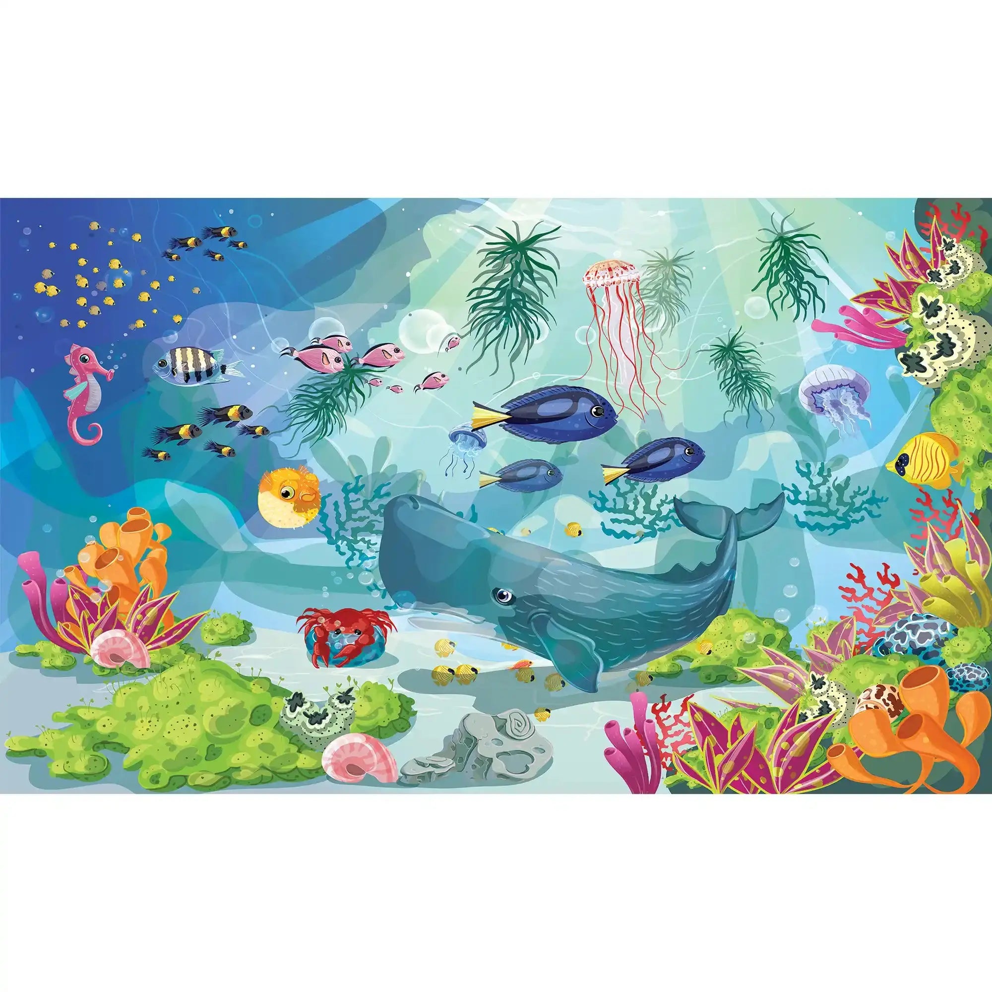 6027 / Ocean Themed Self Stick Wallpaper | Kids Bedroom Decor | Sea Animals and Reefs Wall Decoration - Artevella