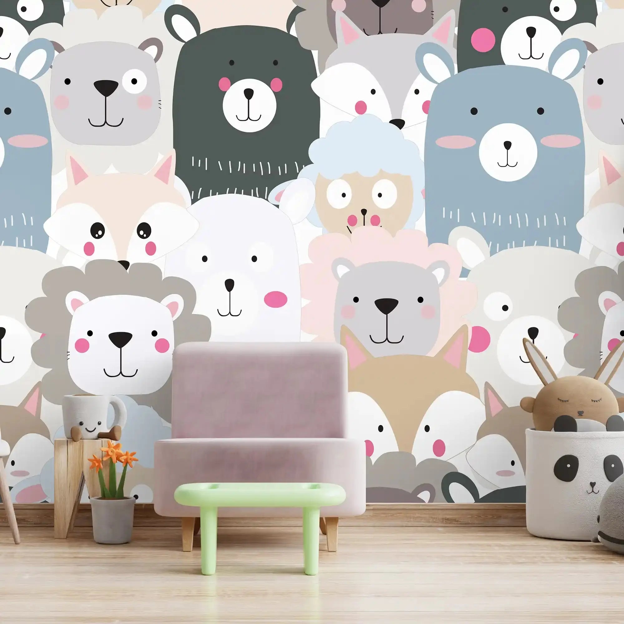 6031 / Removable Fun Wallpaper: Kawaii Teddy Bear Theme, Perfect for Toddler Bedroom Decor and Playroom Wall Decals - Artevella