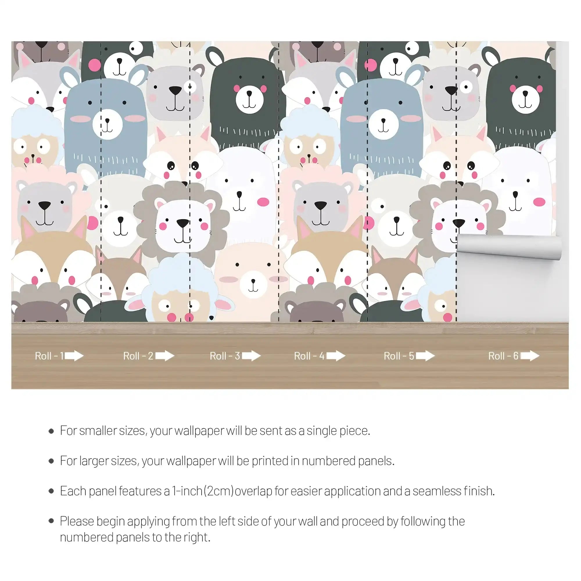 6031 / Removable Fun Wallpaper: Kawaii Teddy Bear Theme, Perfect for Toddler Bedroom Decor and Playroom Wall Decals - Artevella