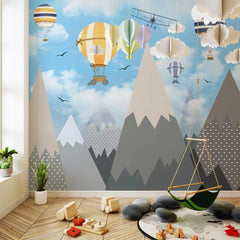 6034 / DIY Nursery Wallpaper with Hot Air Balloons - Peel & Stick, Perfect for Kids Bedroom Decor - Artevella