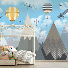 6034 / DIY Nursery Wallpaper with Hot Air Balloons - Peel & Stick, Perfect for Kids Bedroom Decor - Artevella