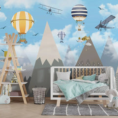 6034 / DIY Nursery Wallpaper with Hot Air Balloons - Peel & Stick, Perfect for Kids Bedroom Decor - Artevella