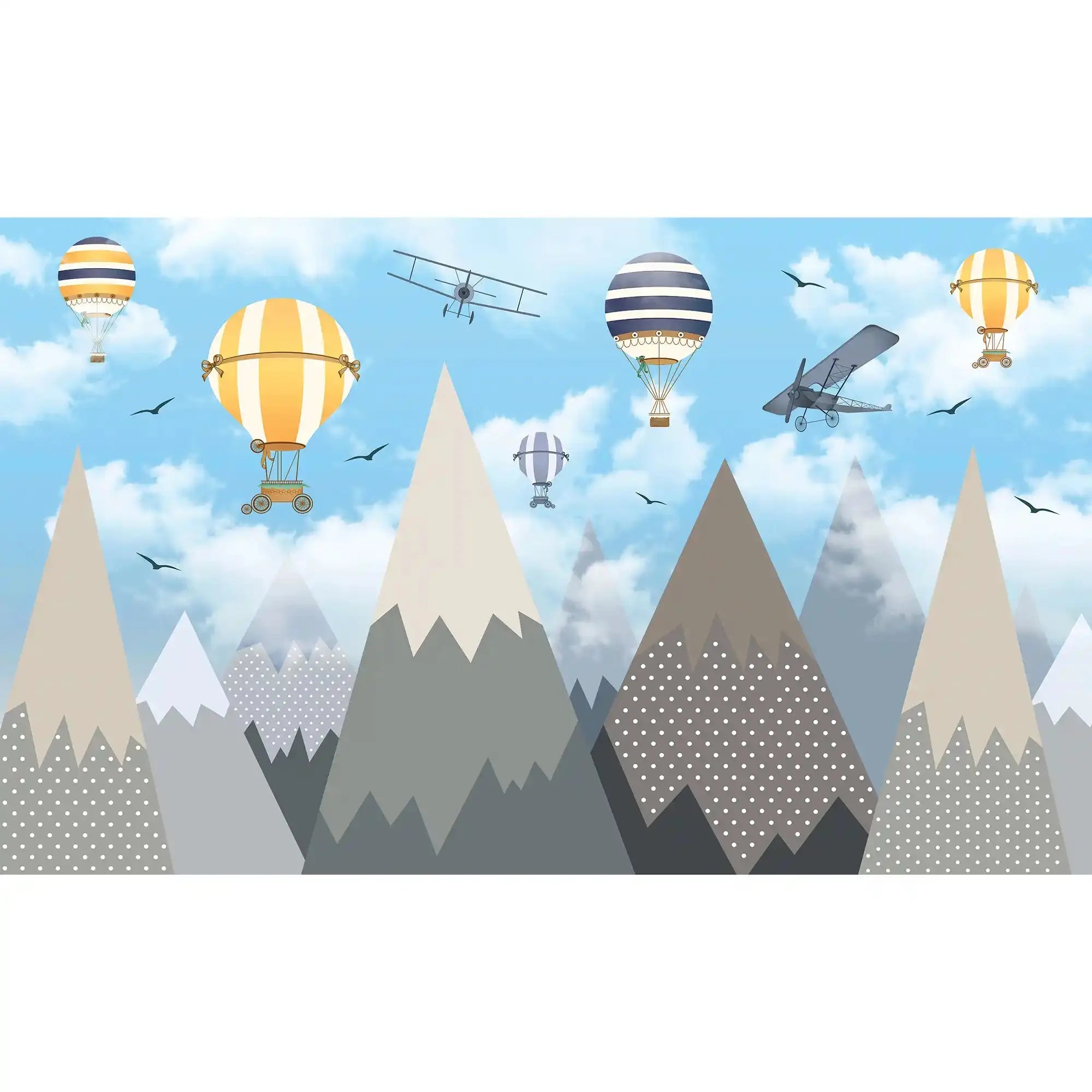 6034 / DIY Nursery Wallpaper with Hot Air Balloons - Peel & Stick, Perfect for Kids Bedroom Decor - Artevella