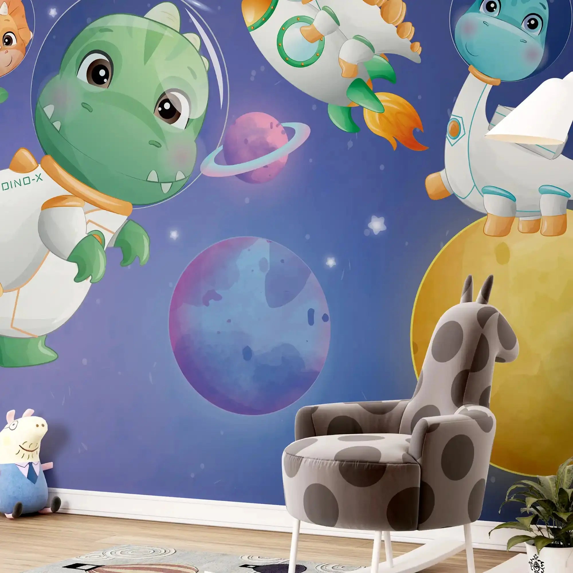 6055 / Self-Adhesive Nursery Wallpaper - Sky Adventure with Dinosaurs, Ideal for Child Room - Artevella