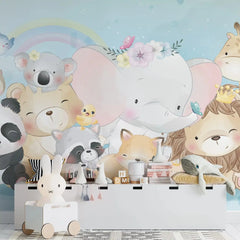 6057 / Delightful Animal Theme Wall Stickers: Easy Peel and Stick Wallpaper for Baby Room or Toddler Bedroom Decor - Artevella