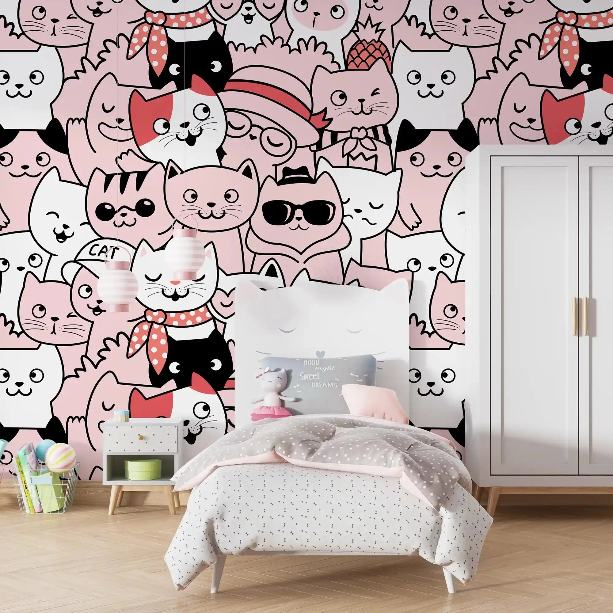 6062 / Fun Cat Themed Nursery Wallpaper: Self Adhesive and Removable for Easy Decor - Artevella