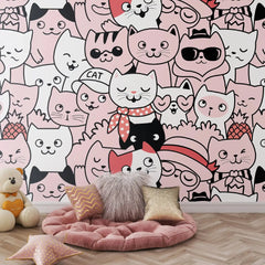 6062 / Fun Cat Themed Nursery Wallpaper: Self Adhesive and Removable for Easy Decor - Artevella