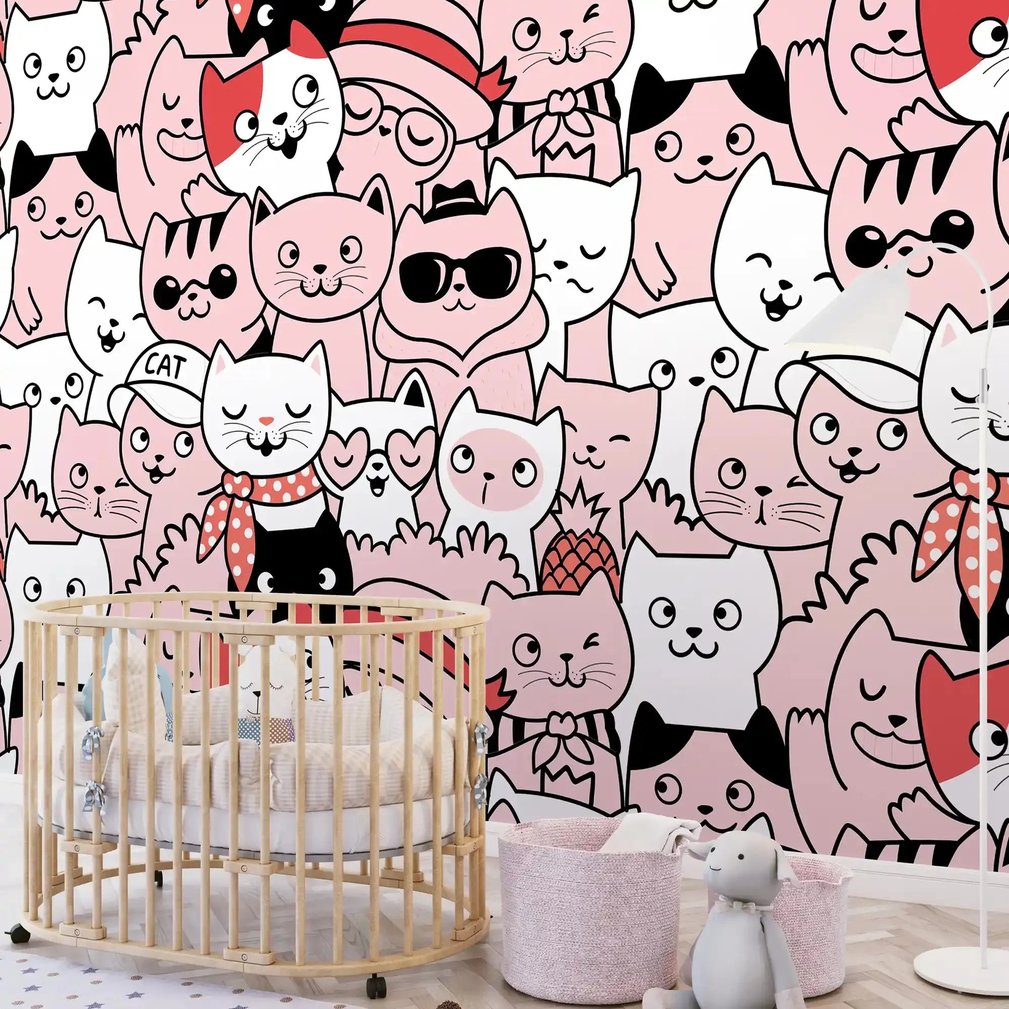 6062 / Fun Cat Themed Nursery Wallpaper: Self Adhesive and Removable for Easy Decor - Artevella