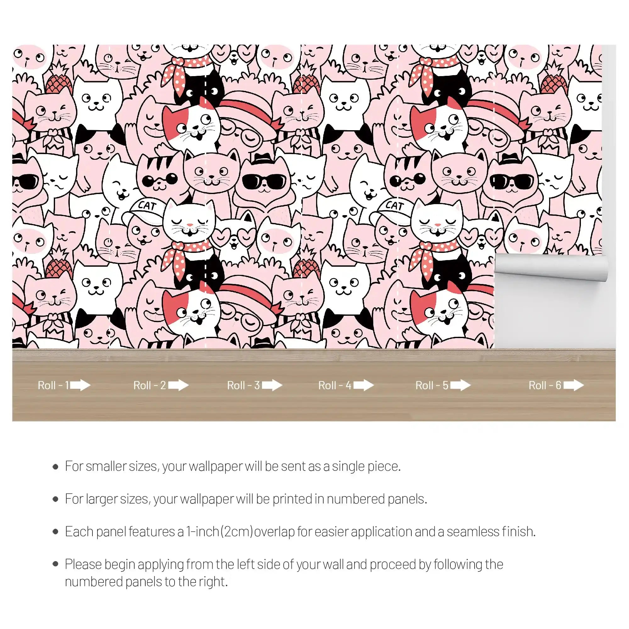 6062 / Fun Cat Themed Nursery Wallpaper: Self Adhesive and Removable for Easy Decor - Artevella