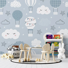 6066 / Nursery Room Peel and Stick Wallpaper, Child Room Decor with Sky and Clouds Pattern, Removable Wall Stickers for Baby Nursery - Artevella