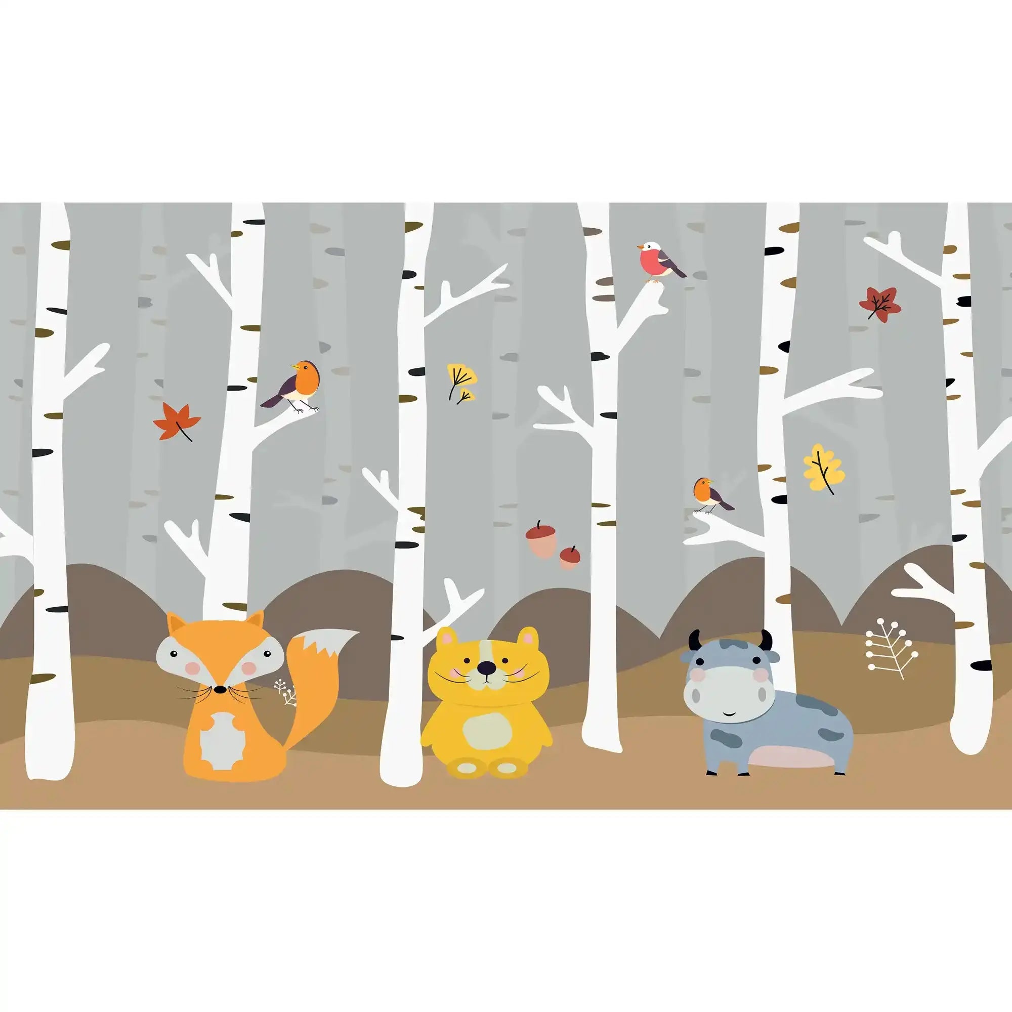 6067 / Peel and Stick Wallpaper - Fun Forest Animal Theme for Nursery Decor, Removable Kids Bedroom and Playroom Wall Decals - Artevella