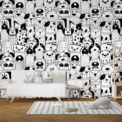 6072 / Peel and Stick Puppy Dogs Wallpaper - DIY Fun Kid Room Decor, Perfect for Baby Nursery